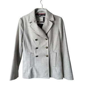 Banana Republic Light Gray Double Breasted Wool Blend Pea Coat Size S Cozy Fall